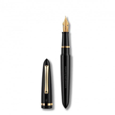Venetia Fountain Pen, Black, 14K Flex gold nib 