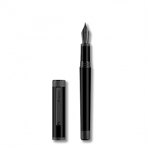 Zero Fountain Pen, Ultra Black IP, Steel Nib